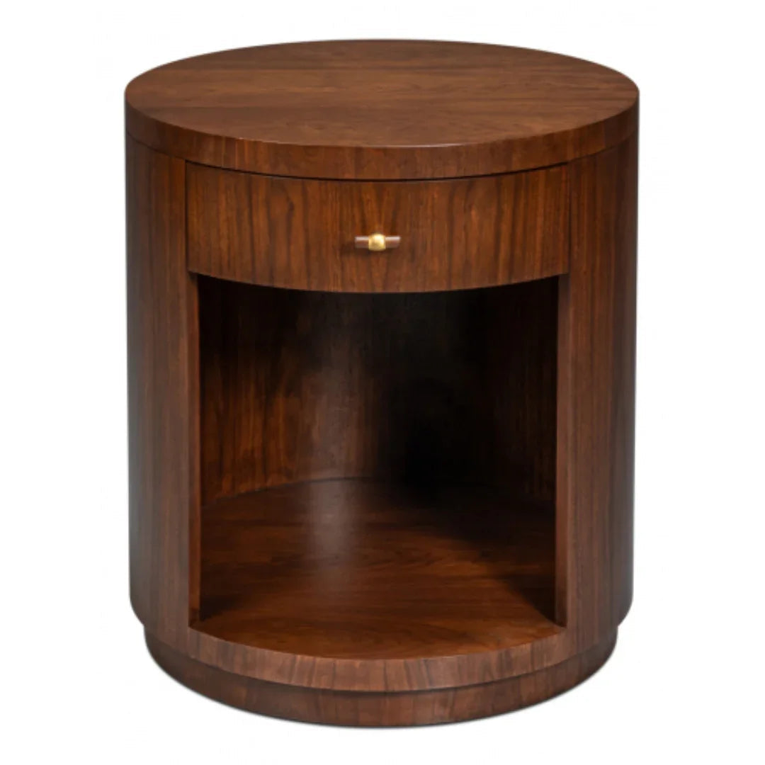Table d'appoint ronde en noyer foncé