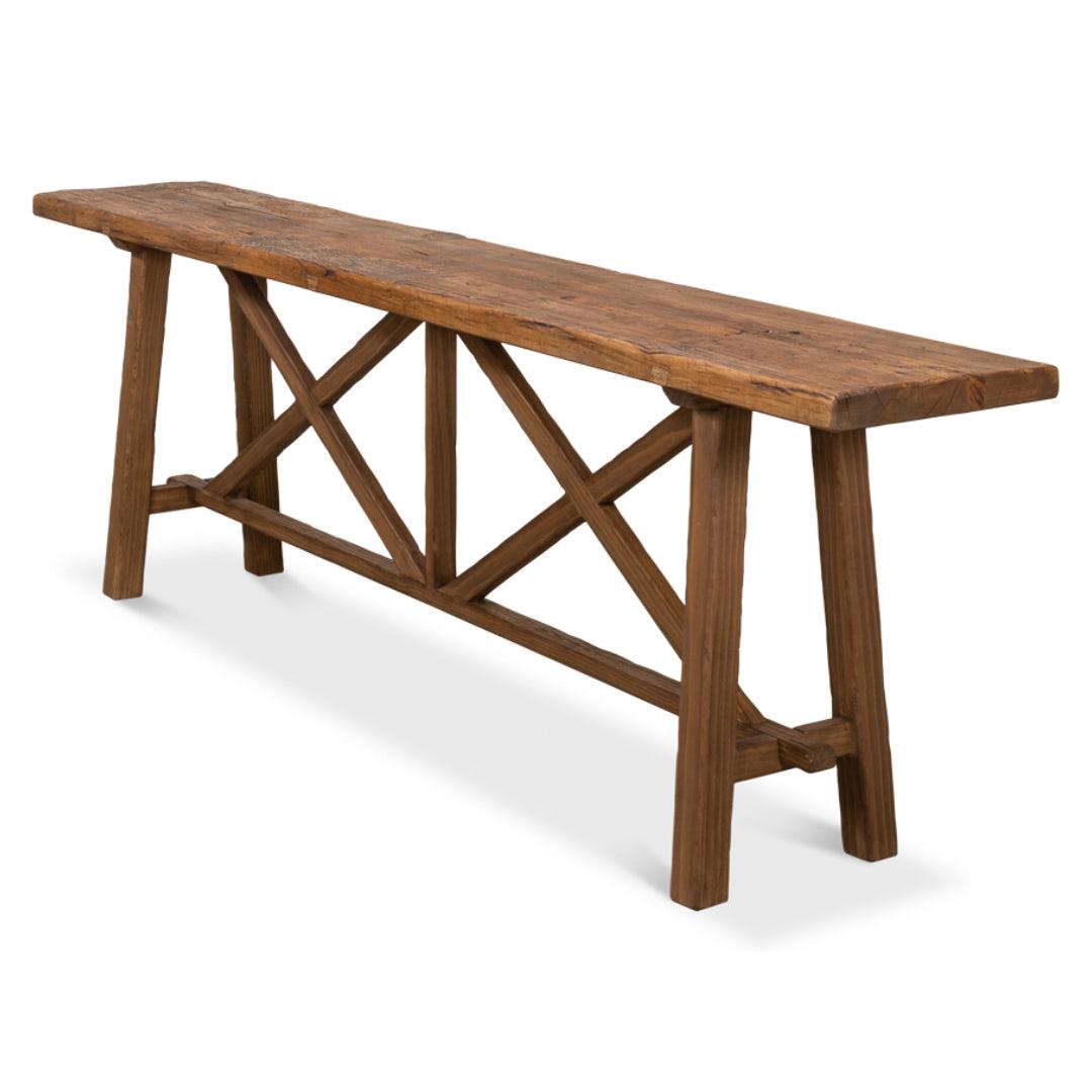 Table de canapé marron avec base en double X