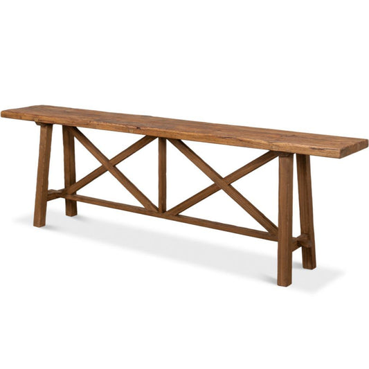 Table de canapé marron avec base en double X