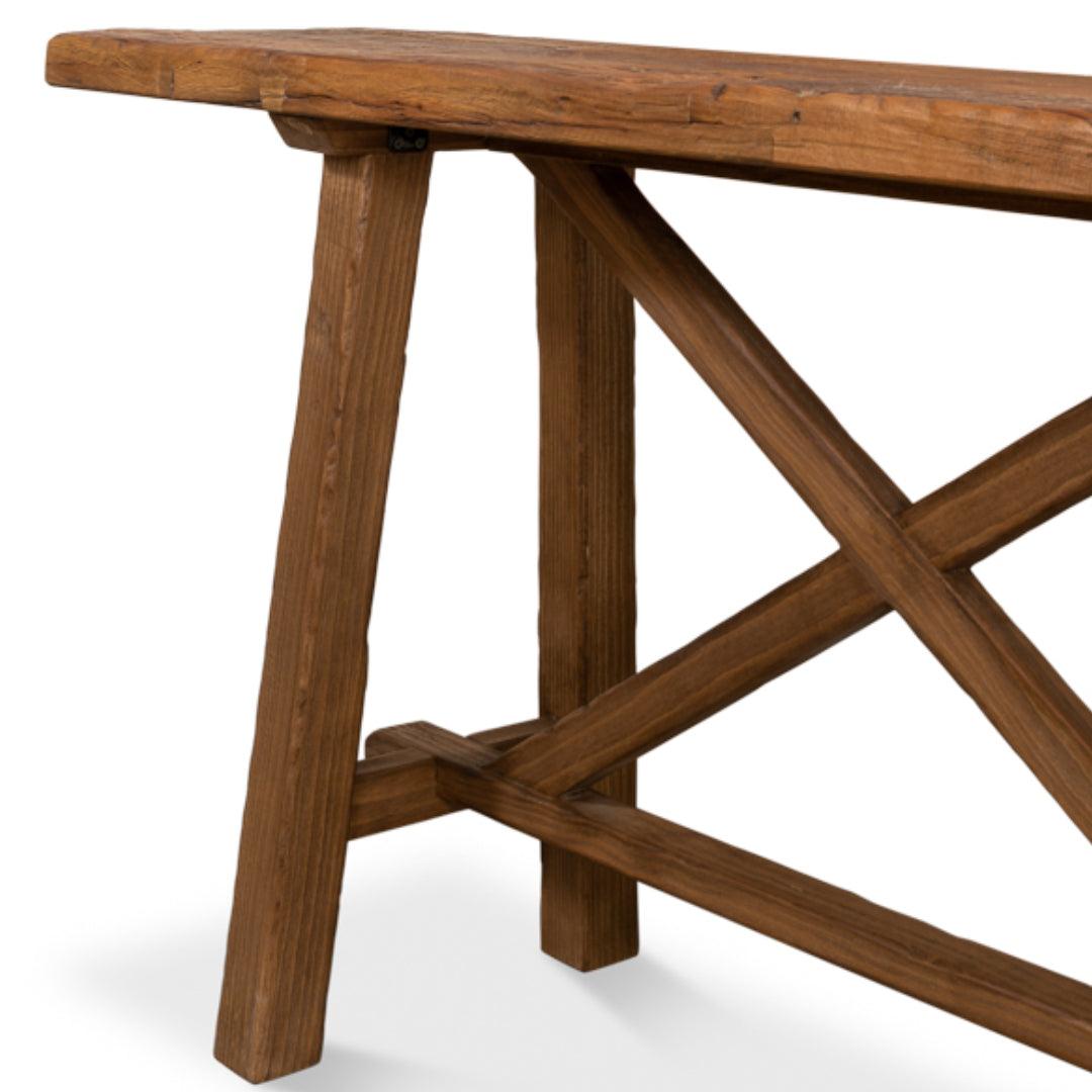 Table de canapé marron avec base en double X