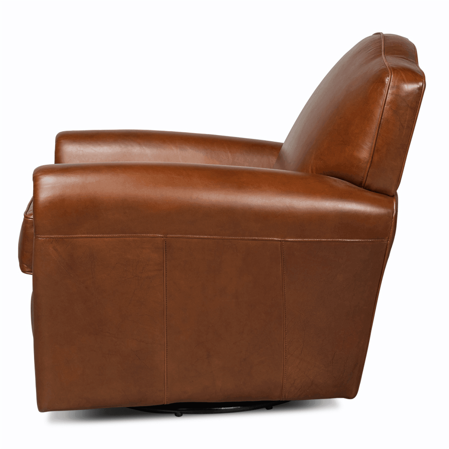 Fauteuil pivotant Club en cuir Havana