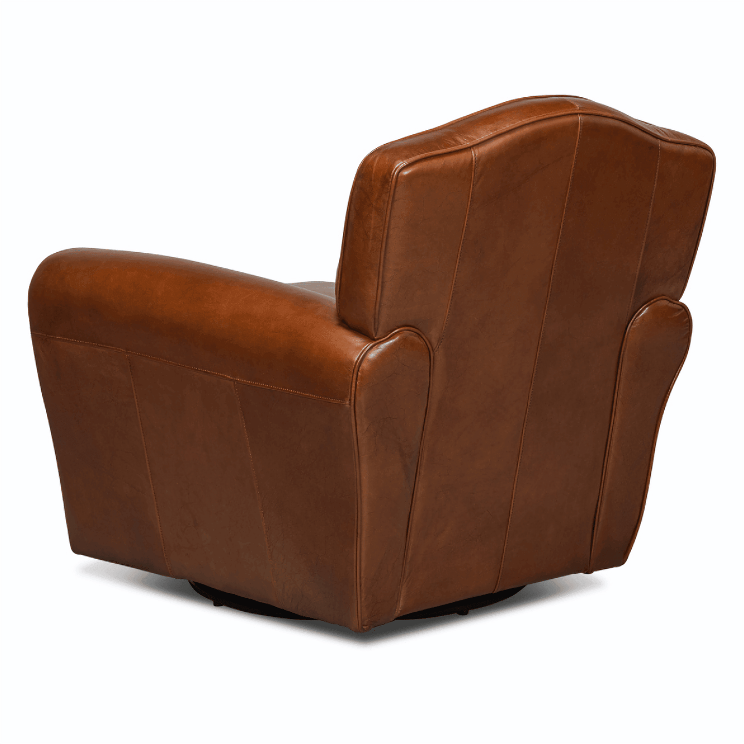 Fauteuil pivotant Club en cuir Havana