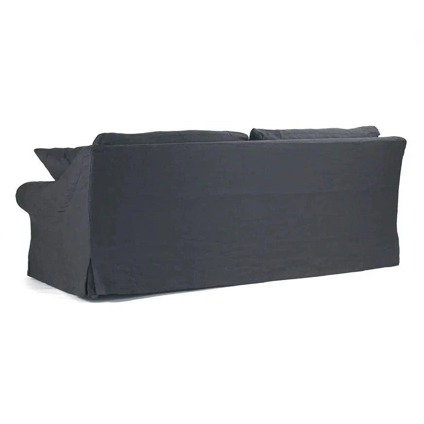 Canapé à accoudoirs cabriolets en lin bleu marine