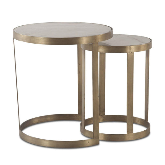 Tables d'appoint gigognes en marbre blanc