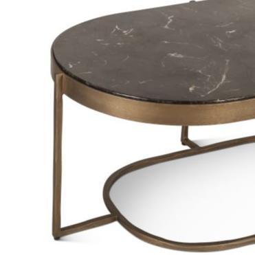Table basse en laiton antique avec plateau en marbre