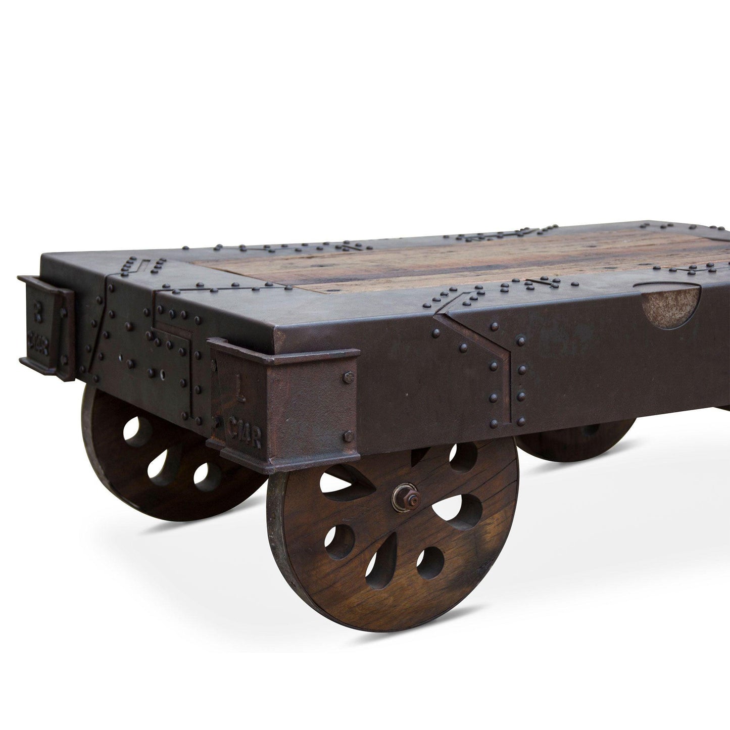 Table basse à roulettes vintage industrielle