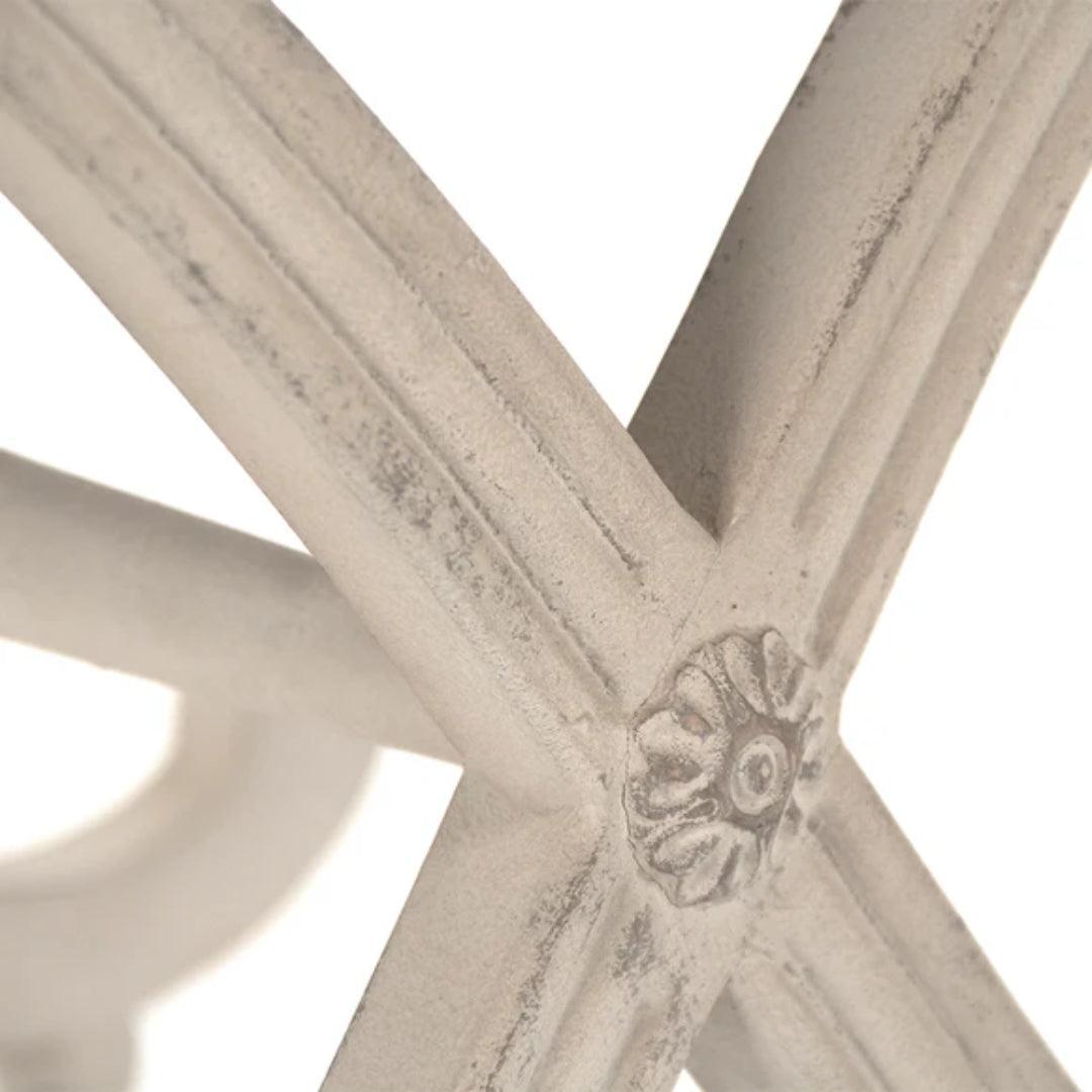 Petit tabouret d'appoint à volutes blanches