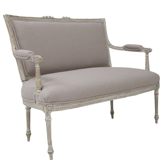 Canapé provincial français antique taupe, vers 1900