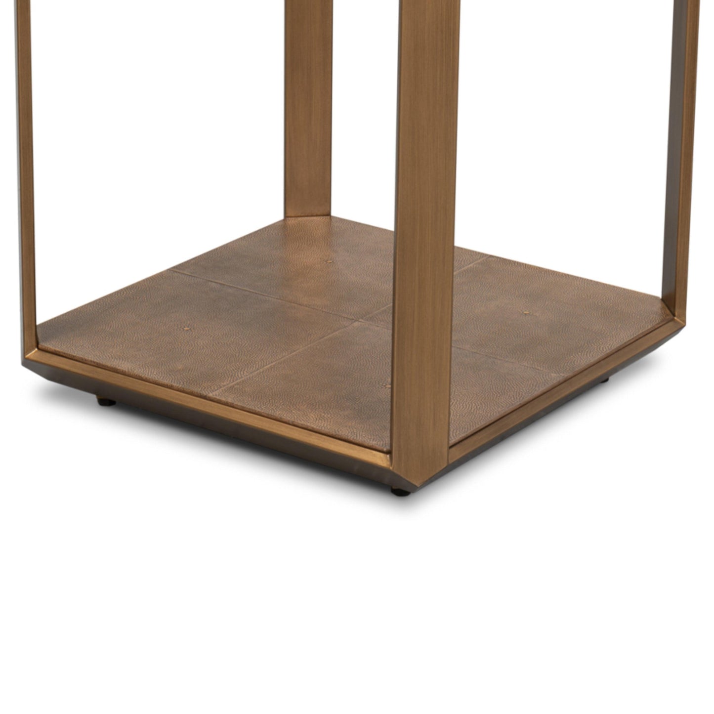Table d'appoint en laiton antique avec plateau en verre