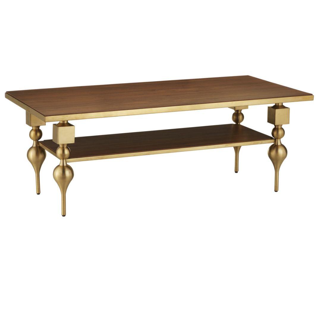 Table basse avec plateau en noyer doré