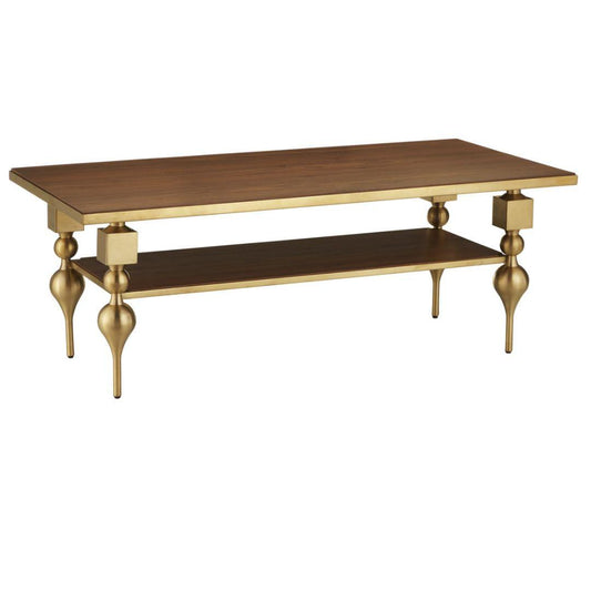 Table basse avec plateau en noyer doré