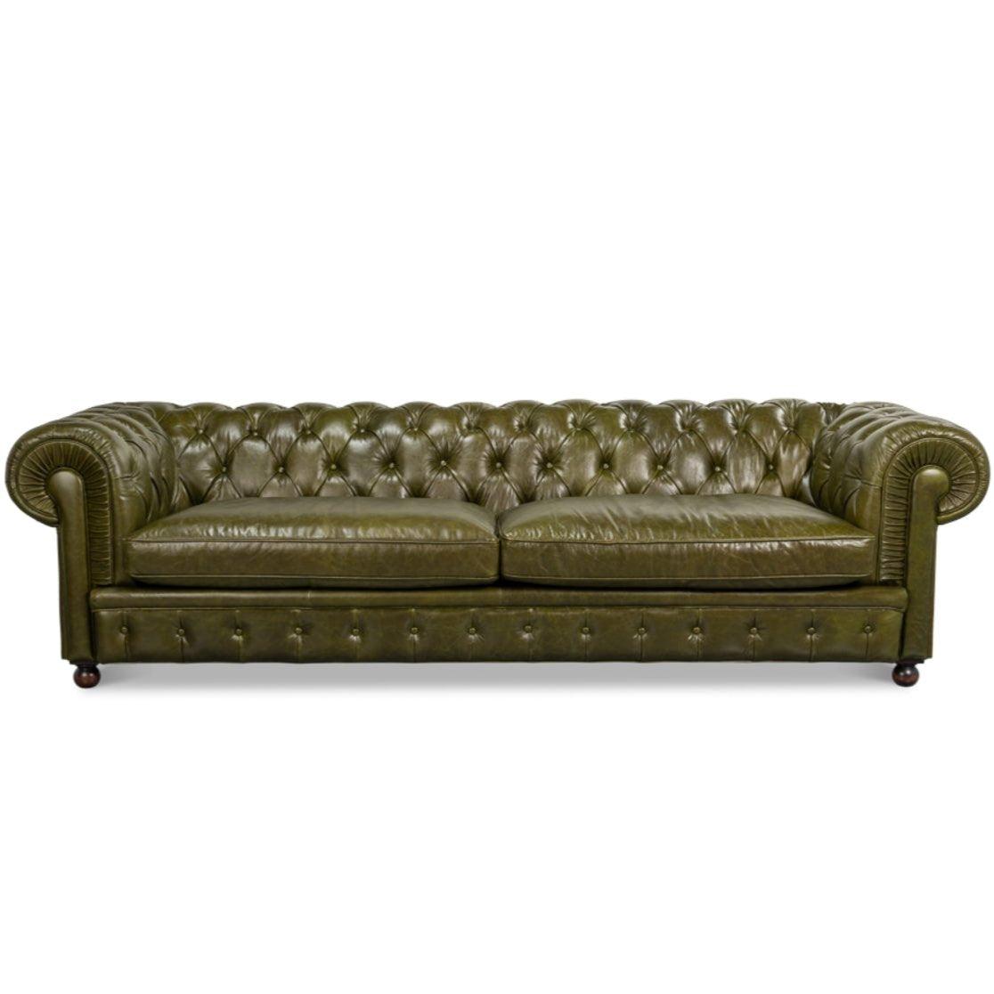 Canapé Chesterfield en cuir vert de luxe