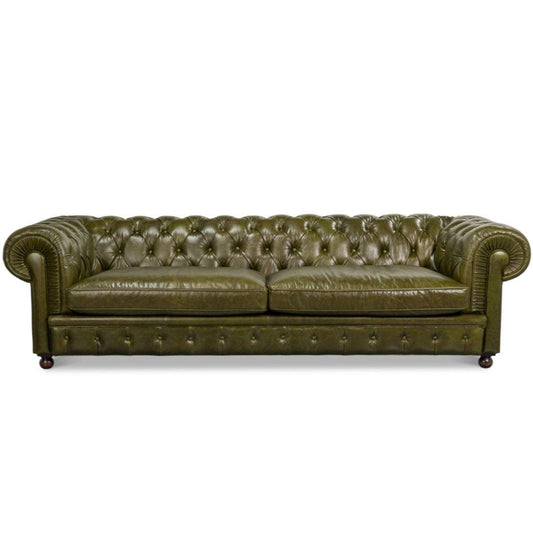 Canapé Chesterfield en cuir vert de luxe