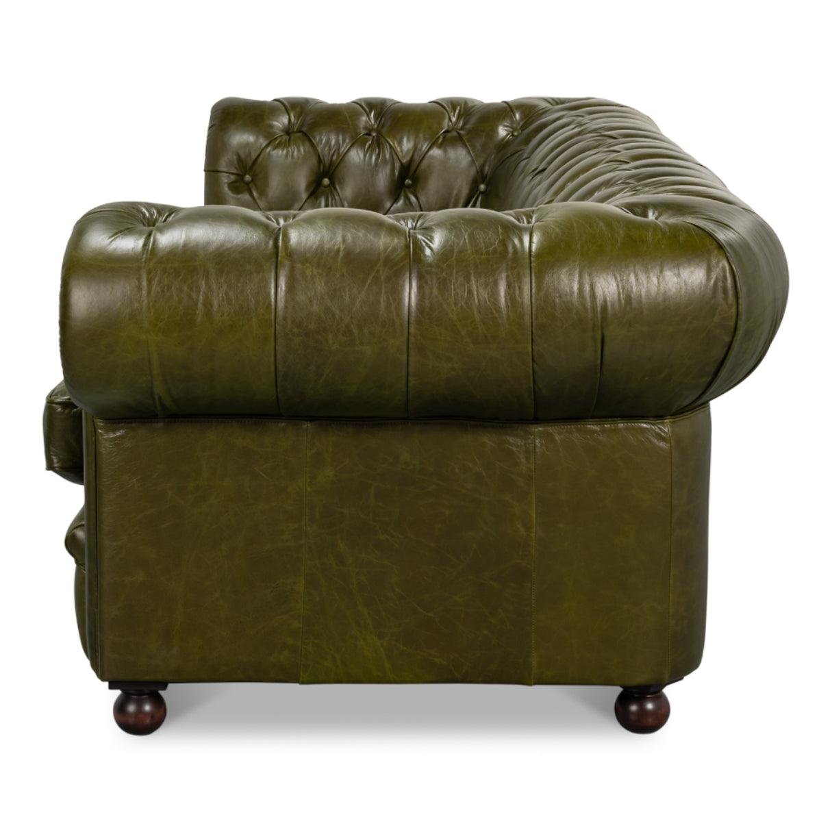 Canapé Chesterfield en cuir vert de luxe