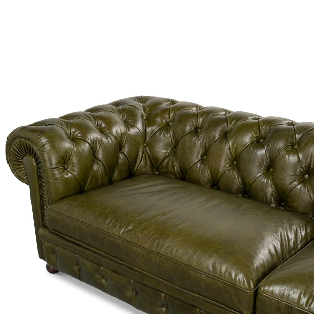 Canapé Chesterfield en cuir vert de luxe