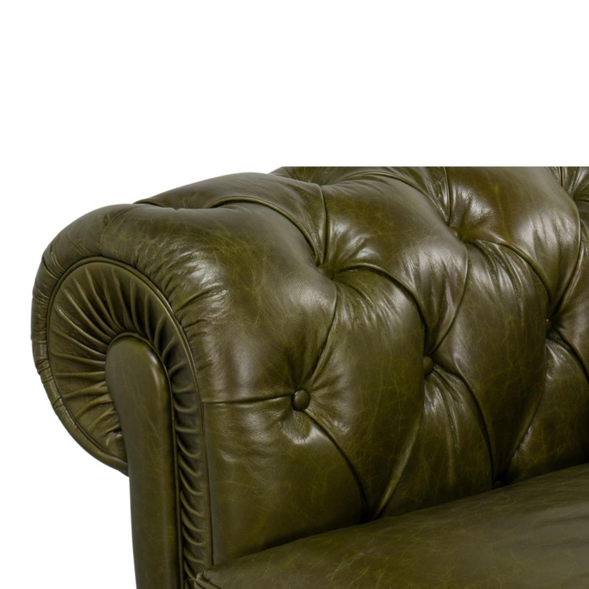 Canapé Chesterfield en cuir vert de luxe