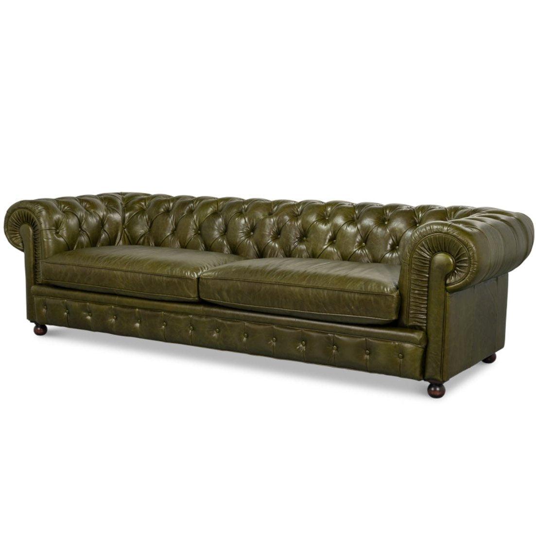 Canapé Chesterfield en cuir vert de luxe