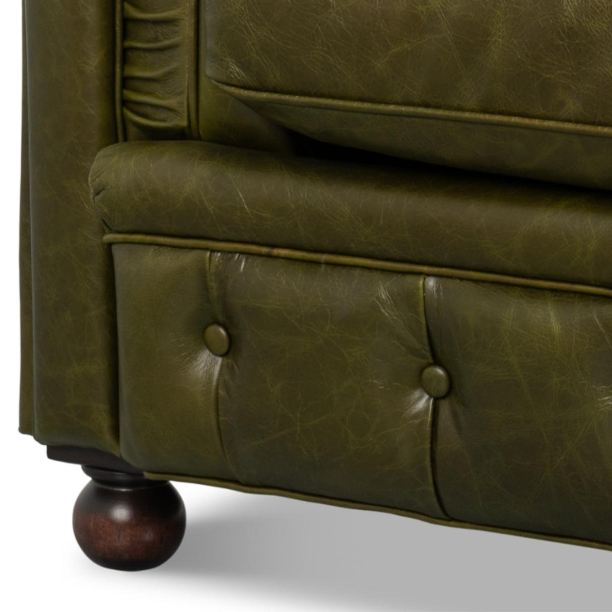 Canapé Chesterfield en cuir vert de luxe
