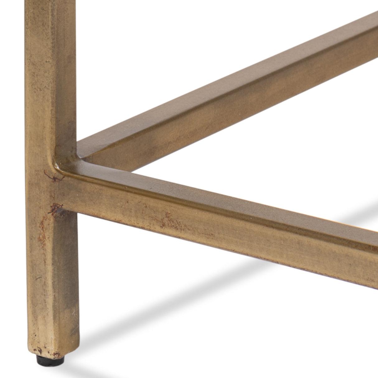 Table basse sectionnelle en laiton avec plateau en verre