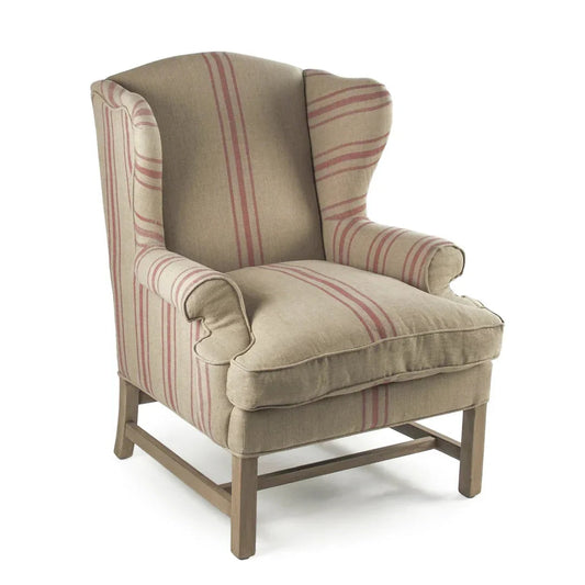Fauteuil d'appoint kaki français à rayures rouges