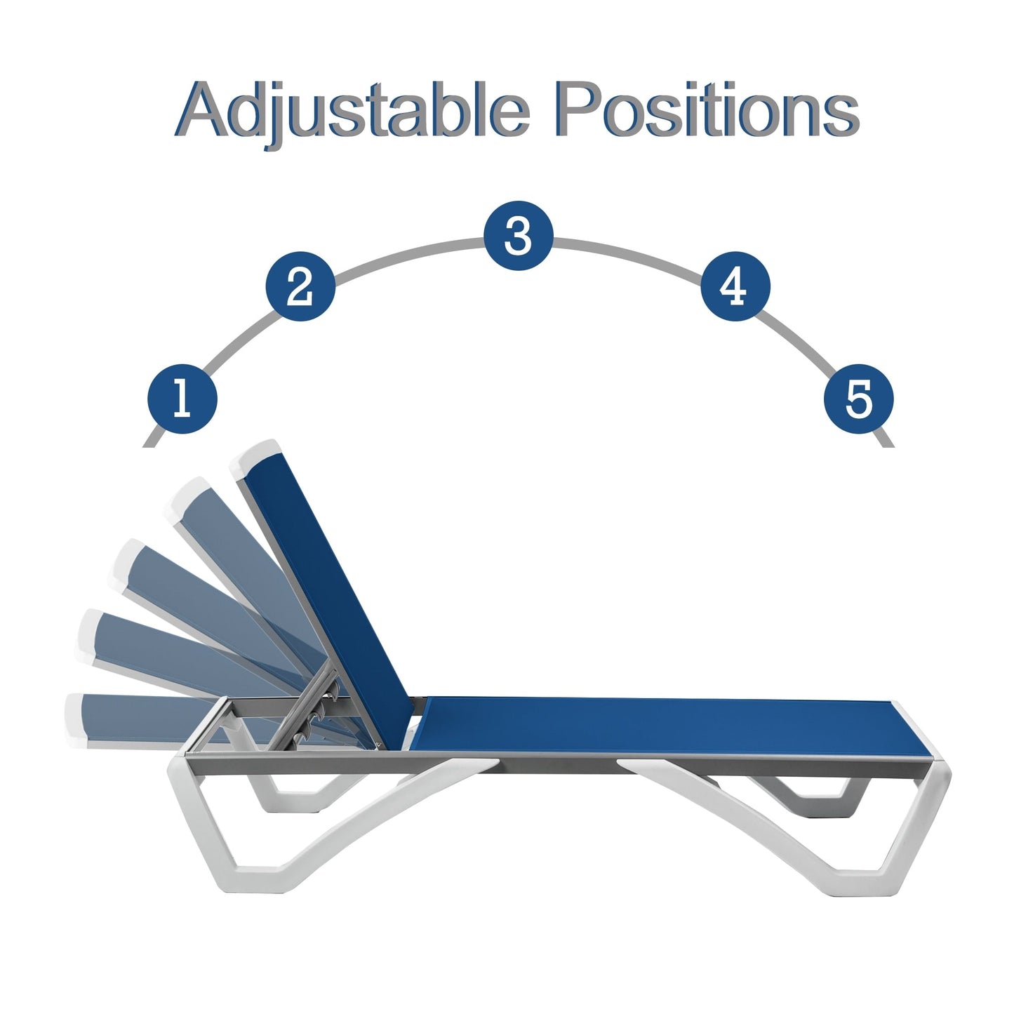 Chaise longue inclinable et réglable Kozyard Alan, pieds entièrement plats en aluminium et résine polypropylène