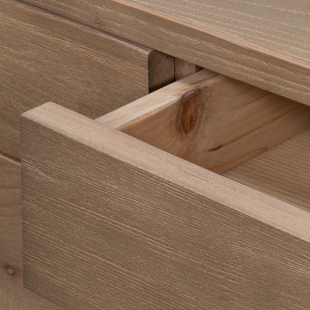 Console rustique de transition à 8 tiroirs