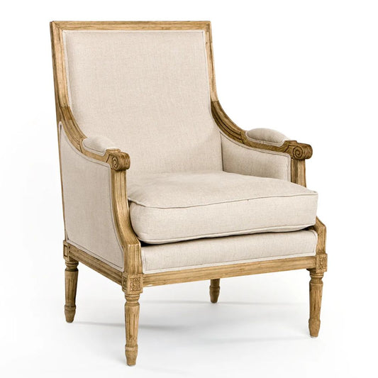 Fauteuil club à dossier carré Louis Natural