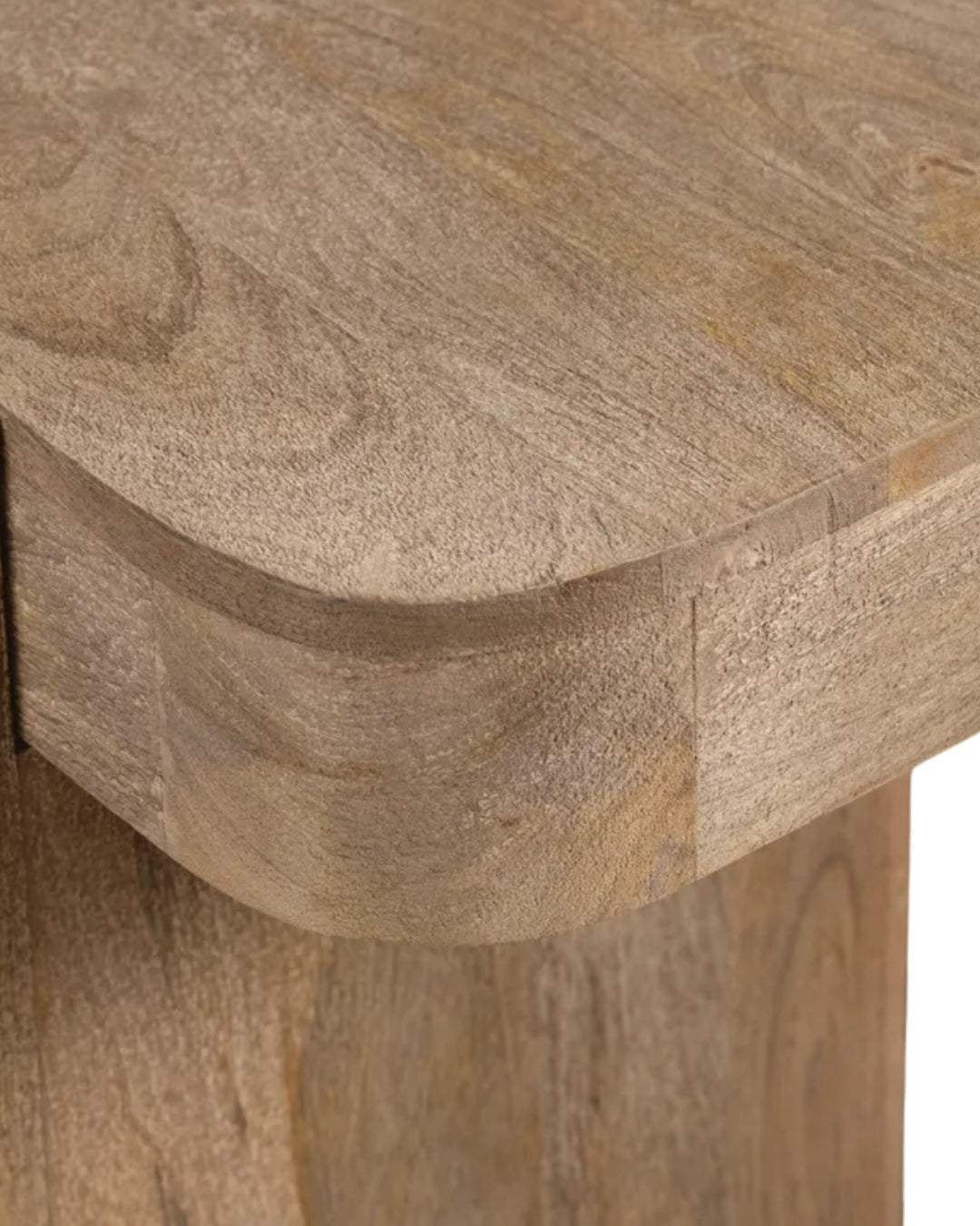 Table basse rustique en bois de manguier avec pieds en dalle