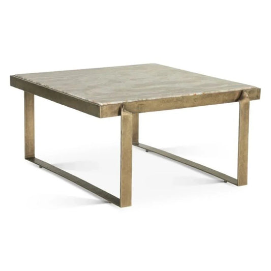 Table basse Zanadu en laiton avec plateau en marbre