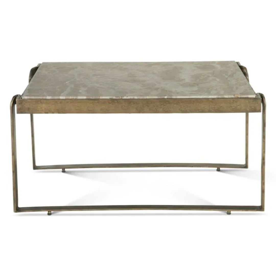 Table basse Zanadu en laiton avec plateau en marbre