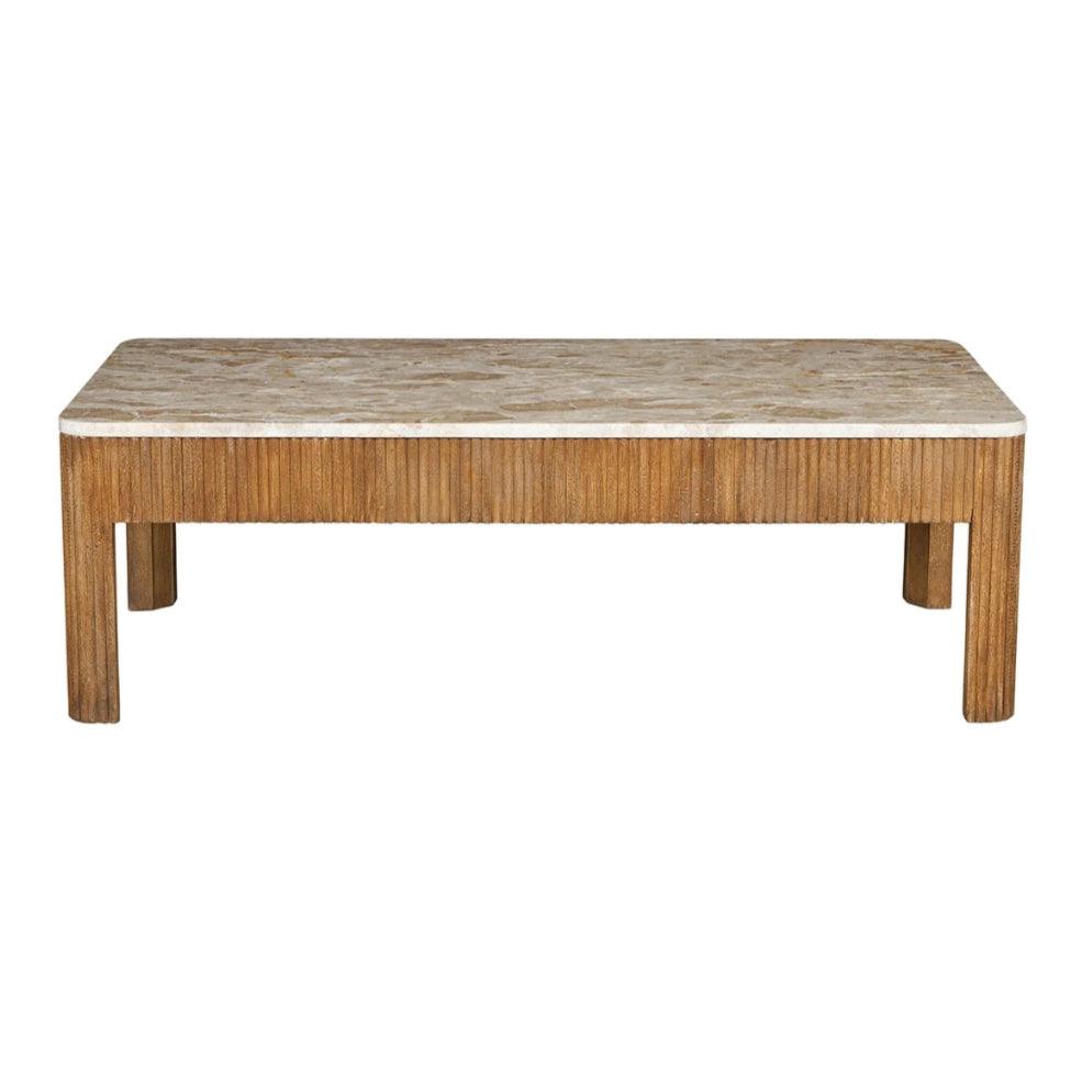 Table basse avec plateau en marbre cannelé