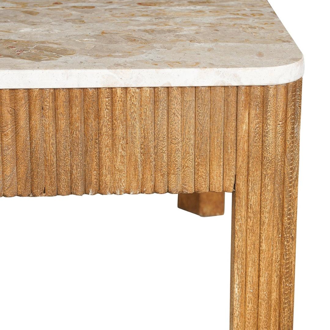 Table basse avec plateau en marbre cannelé