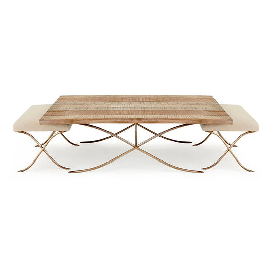 Table basse rustique contemporaine avec tabourets