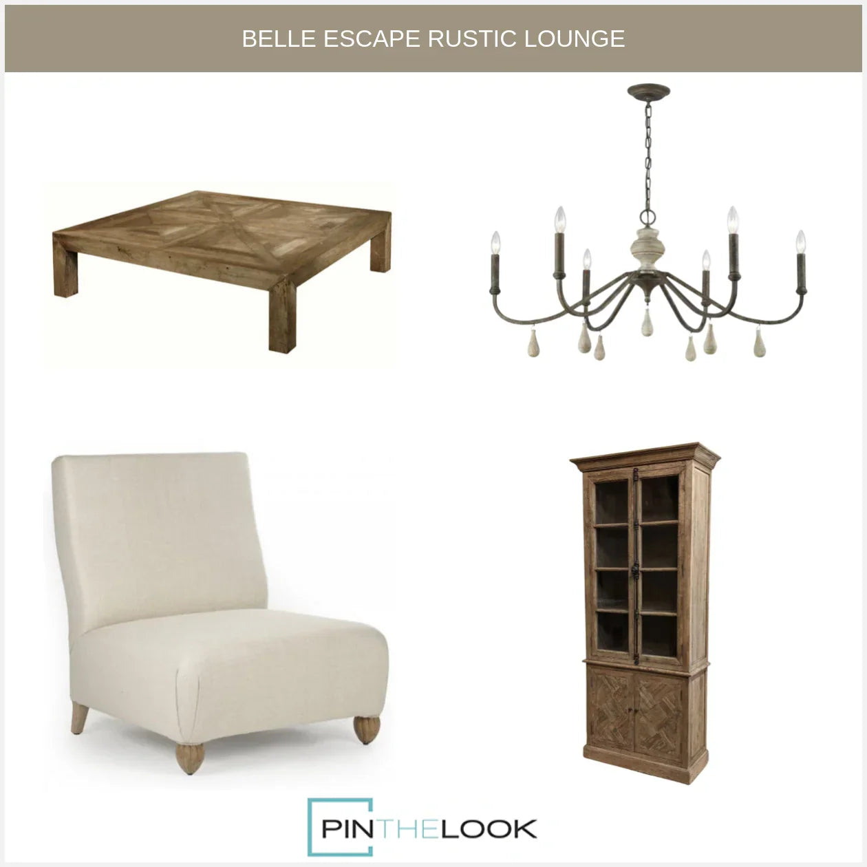 Table basse rustique en bois à plateau croisé