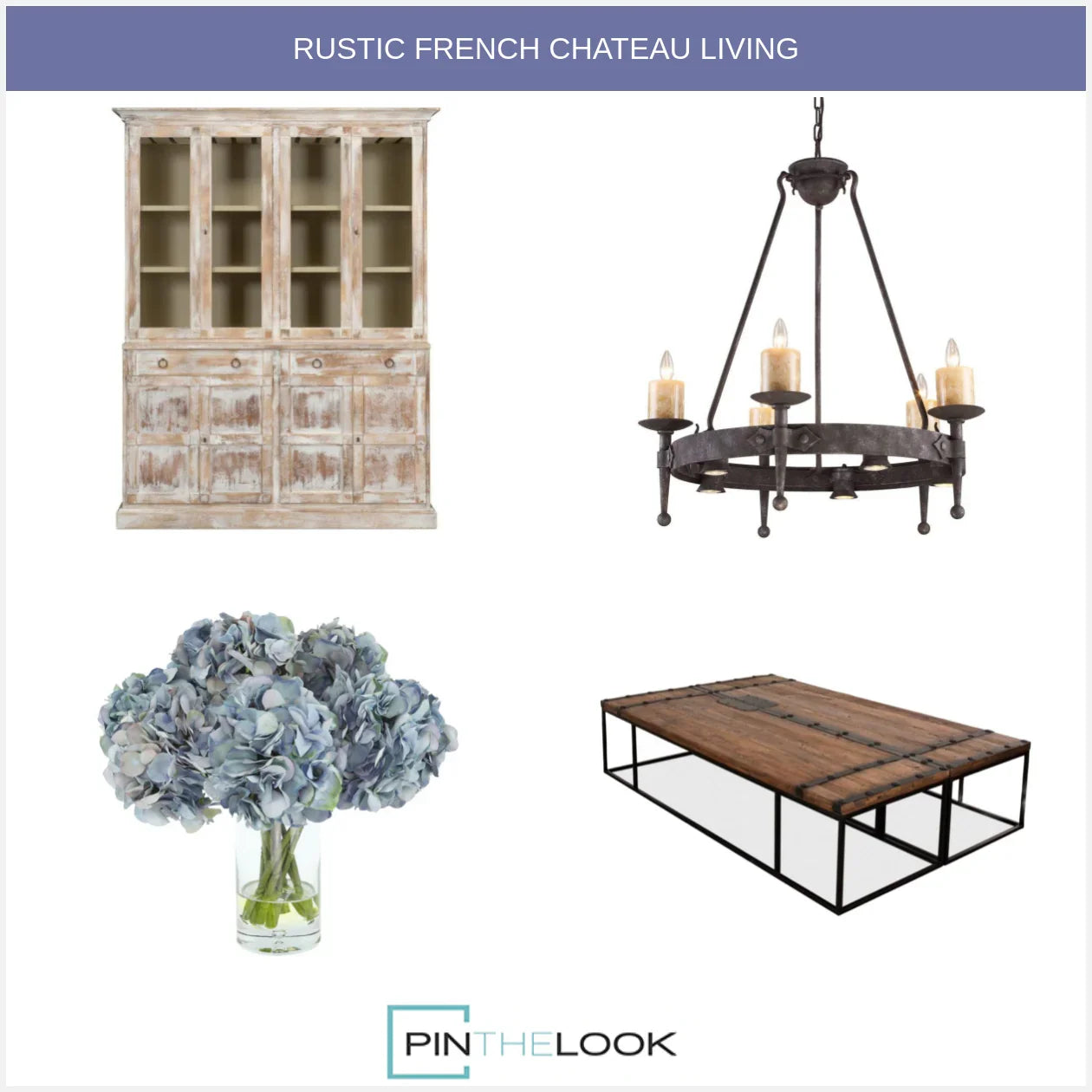Grande table basse en bois avec portes de château