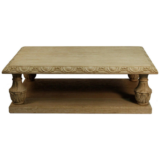 Table basse sculptée provençale épaisse