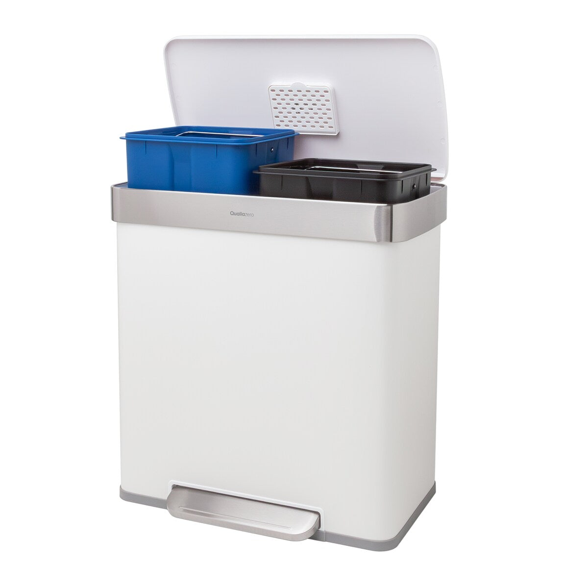 Poubelle de recyclage rectangulaire Qualiazero 16 gal (unité double 8 gal) - Acier inoxydable