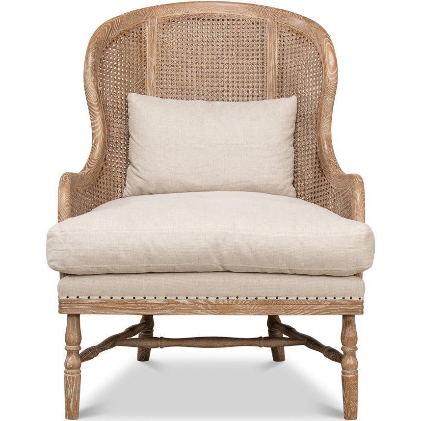 Chaise d'appoint en rotin à dossier rond