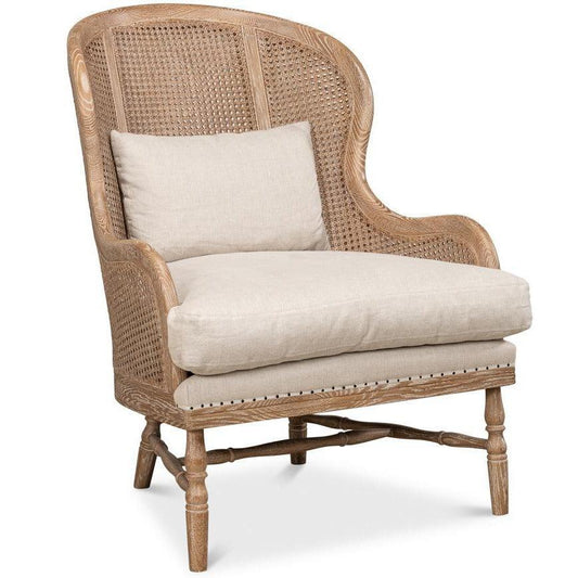 Chaise d'appoint en rotin à dossier rond