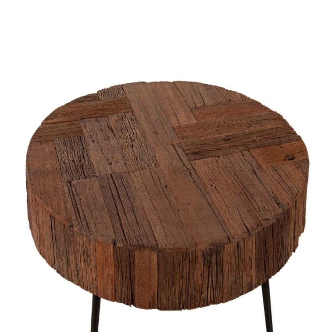 Table basse ronde en bois récupéré