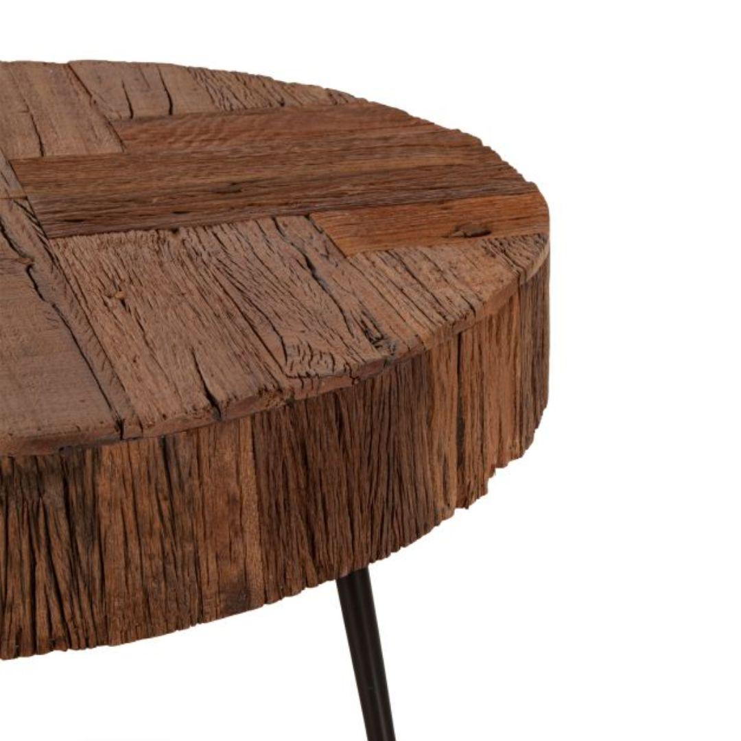 Table basse ronde en bois récupéré
