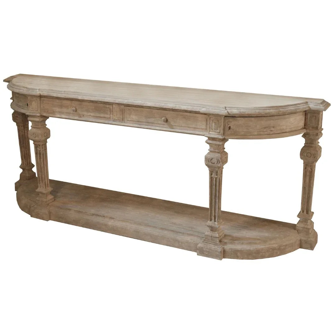 Table console à plateau incurvé et pieds cannelés
