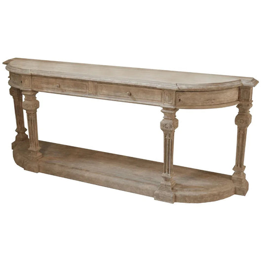 Table console à plateau incurvé et pieds cannelés