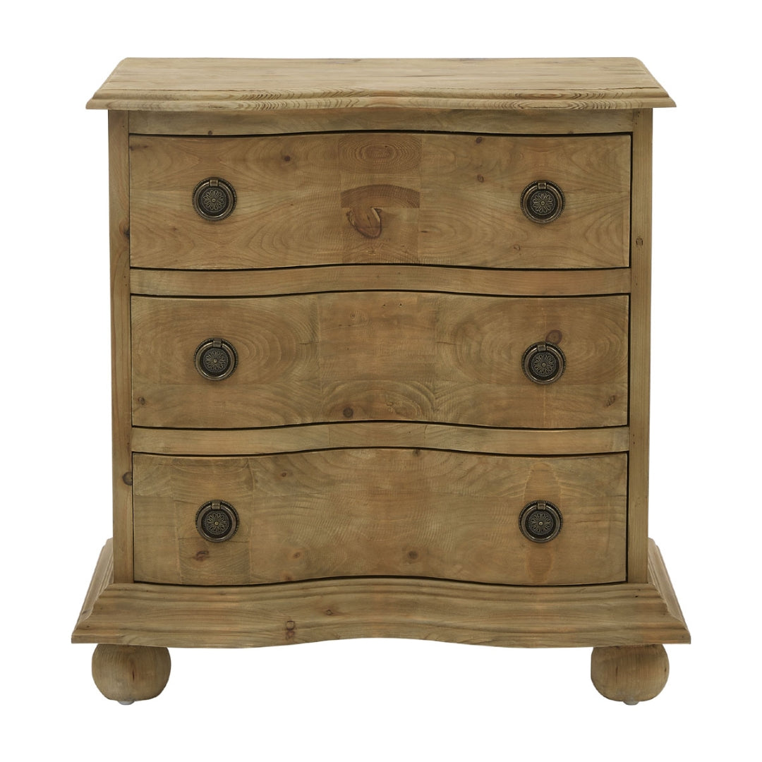 Commode latérale incurvée naturelle rustique