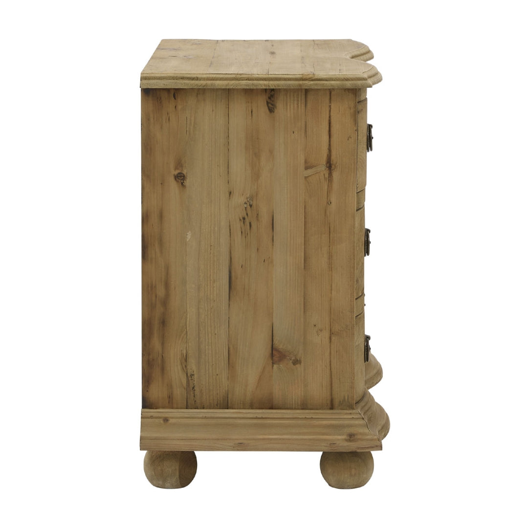 Commode latérale incurvée naturelle rustique