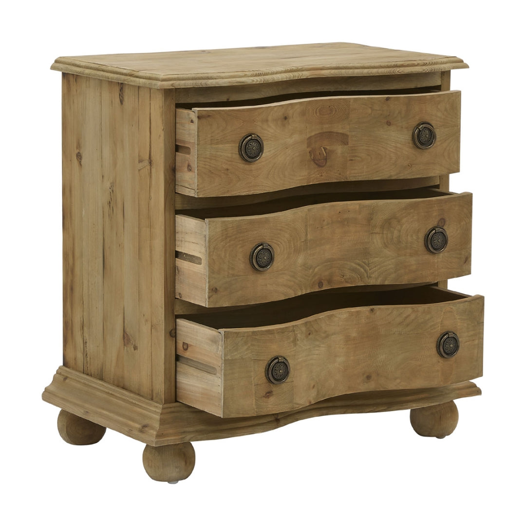 Commode latérale incurvée naturelle rustique