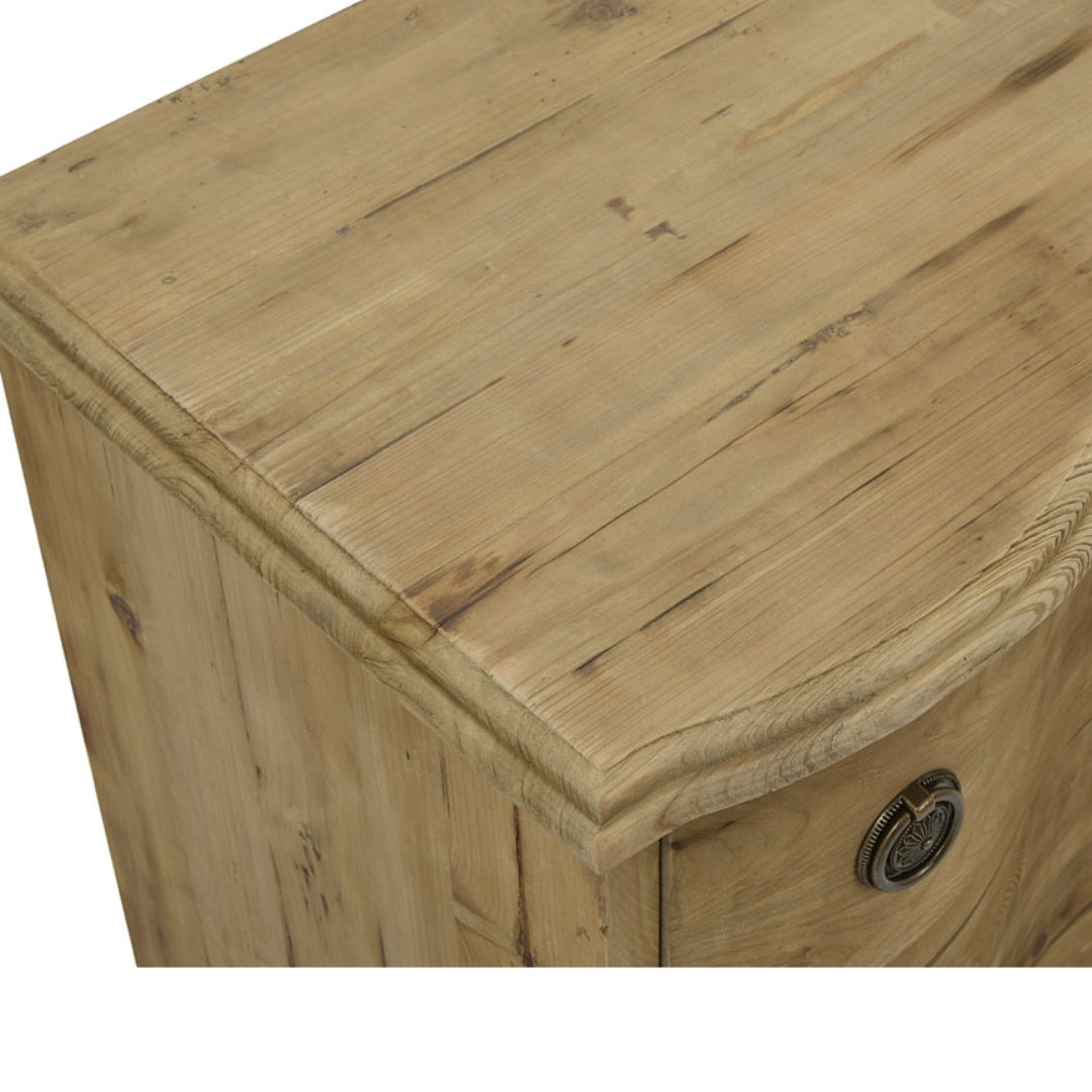 Commode latérale incurvée naturelle rustique