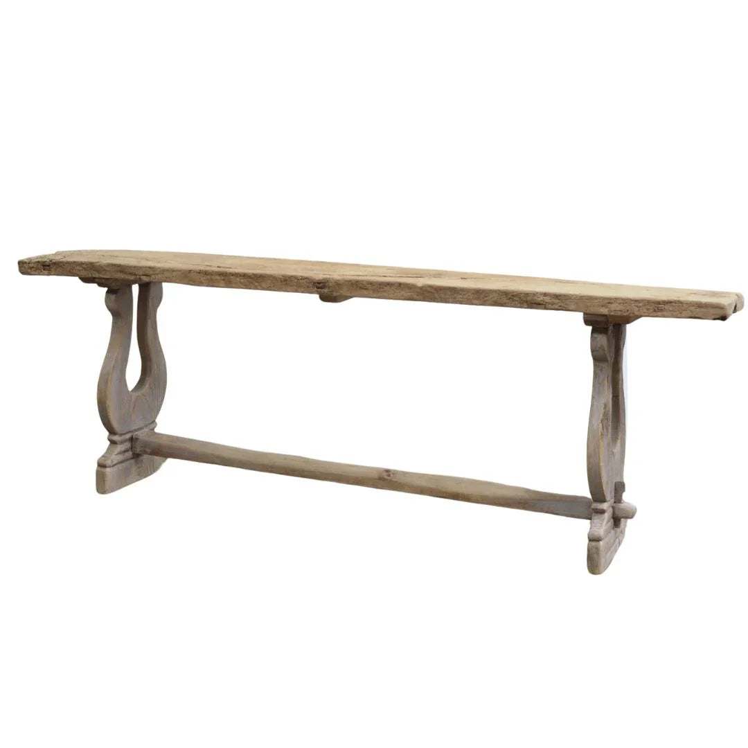 Console rustique à tréteaux en harpe