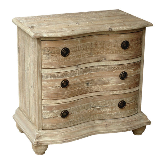 Commode latérale incurvée rustique lavée naturelle