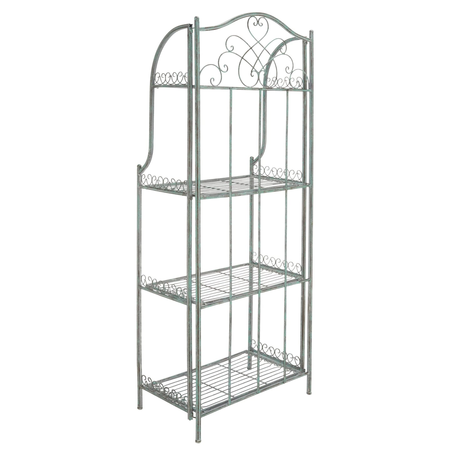 Étagère de boulangerie d'extérieur à 4 niveaux en fer forgé victorien SAFAVIEH Bryn - 25 po L x 15 po P x 63 po H - 25L x 15P x 63H